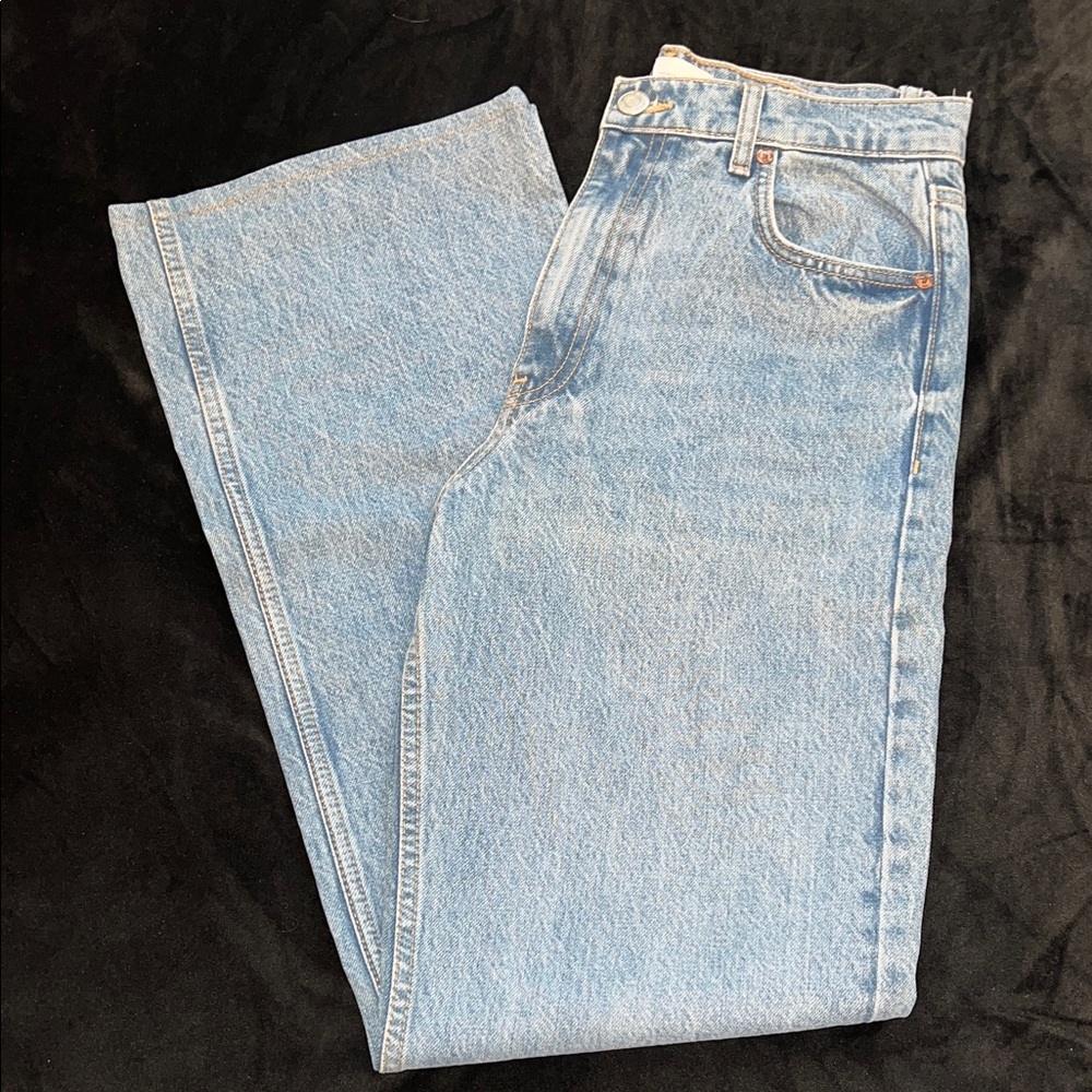 Zara Light Blue High-Rise Straight Jeans